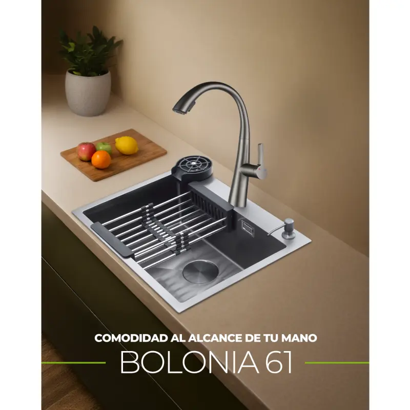 Drija Fregador empotrable de 61cm acabado en acero BOLONIA61